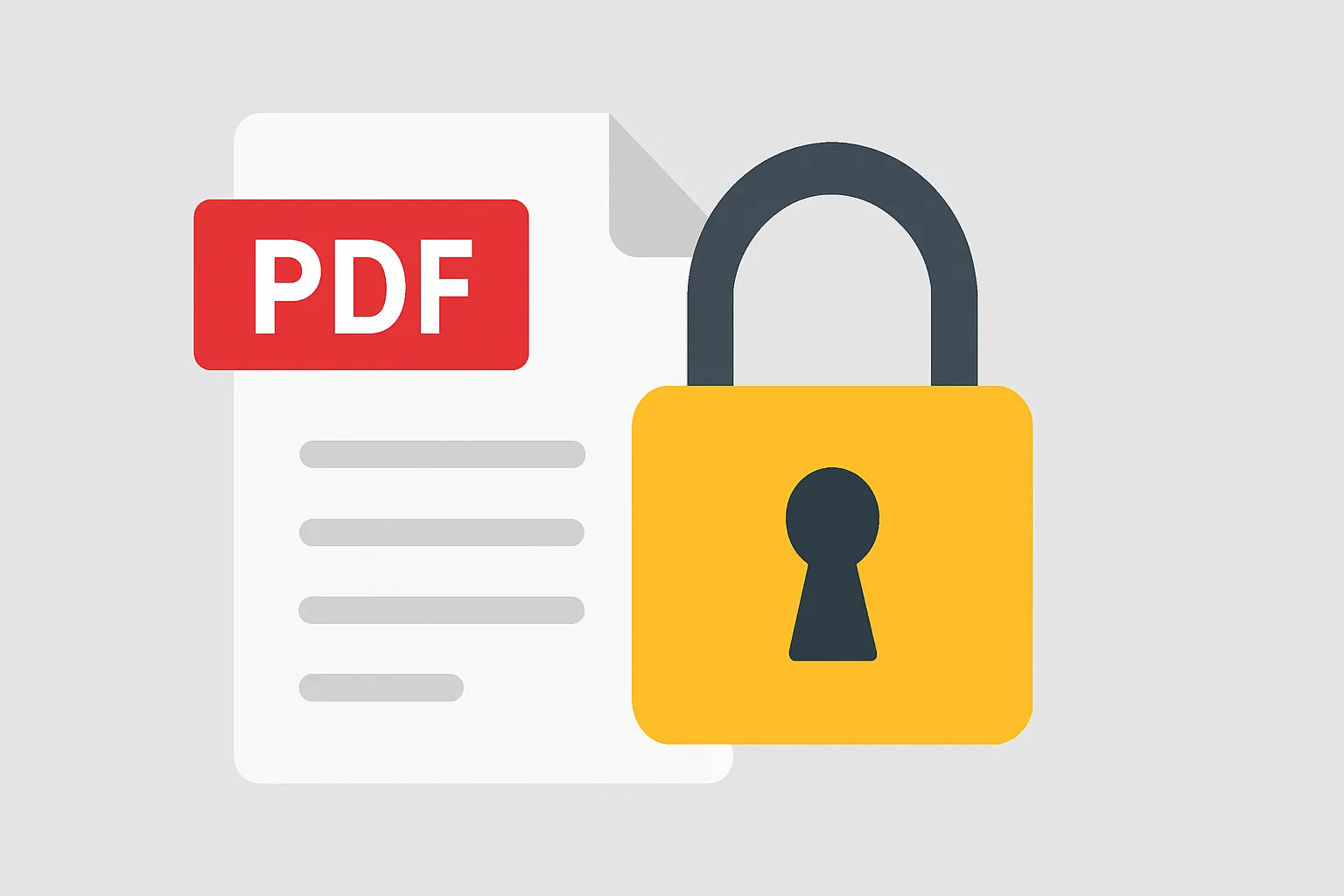 Diagramme montrant un fichier PDF verrouillé et une icône de cadenas.